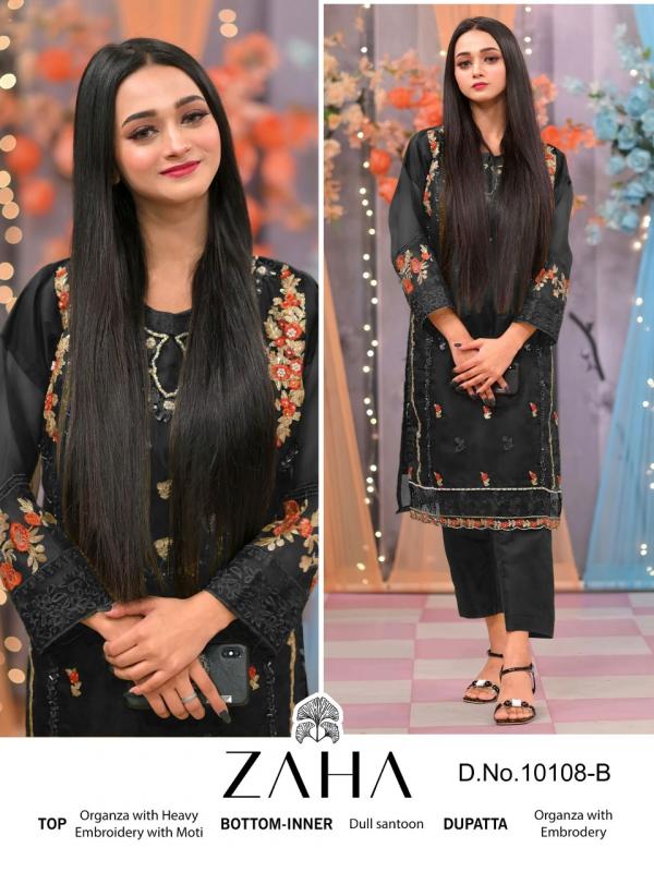 Zaha 10108 A And B organza Designer Pakistani Suit Collection